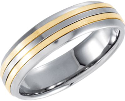5.5mm Stainless Steel Domed Band with 18k Yellow Inlay