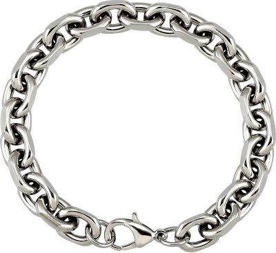 Stainless Steel Diamond Cut Oval Rolo Bracelet or Chain