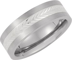 Titanium Band with Sterling Silver Inlay
