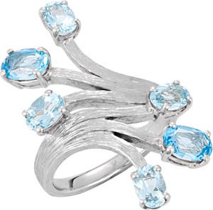 Genuine Aquamarine & Swiss Blue Topaz Ring