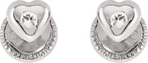 Youth Heart CZ Earrings with Safety Backs & Gift Box
