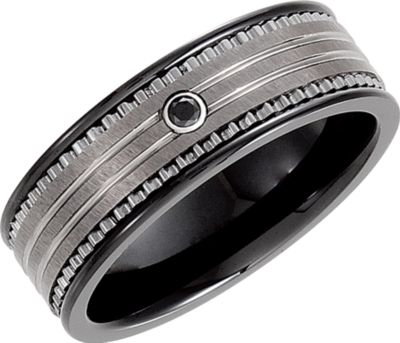 8.3mm Dura Tungsten&reg; & Ceramic Couture&trade; .03 ct Black Diamond Band with Inlay