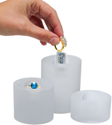 Oval Frosted Cylinder Ring Pedestal with Tag Holder