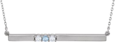 14kt White 3-Stone 17.5" Necklace for Mother 