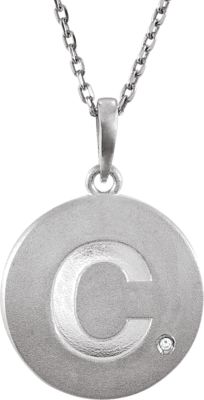 Block Intial Disc Pendant or Necklace