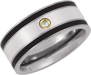 Titanium Band with Sterling Silver Inlay and .06 ct Diamond