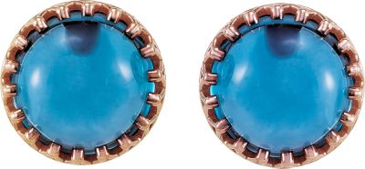 Crown Design Cabochon Button Earrings