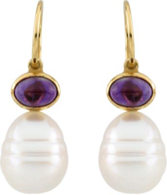 South Sea Cultured Pearl & Genuine Amethyst Earrings