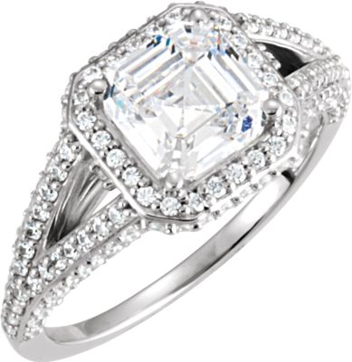 Asscher-Shaped Engagement Mounting or Matching Band