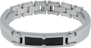 Stainless Steel Double ID Bracelet with Carbon Fiber