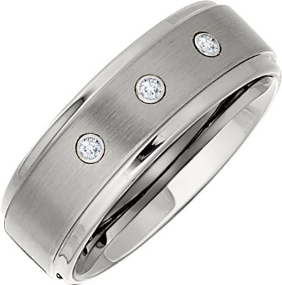 8.3mm Dura Tungsten&reg; Ridged .10 ct tw Diamond Band