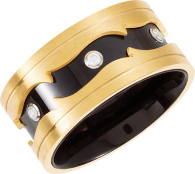 Stainless Steel & Titanium Band with CZ & Immerse Plating