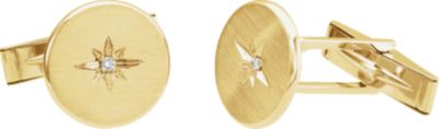 14kt Yellow .03 CTW Diamond Starburst Men's Cuff Links