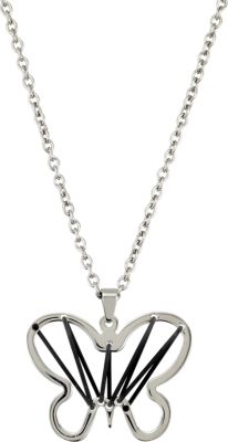 Amalfi&trade; Stainless Steel Butterfly Necklace with Rubber Accent