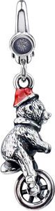 Bear on Unicycle Charm with Enamel Hat