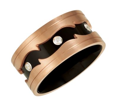 Stainless Steel & Titanium Band with CZ & Immerse Plating