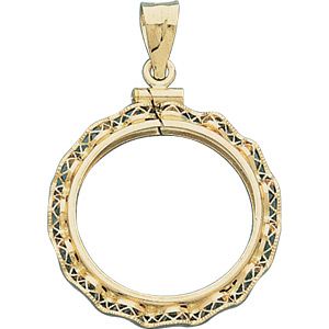 Ribbon Filigree Screw Top Frame Pendant for 1/10 Ounce American Eagle or 1/10 Ounce South African Rand Coin