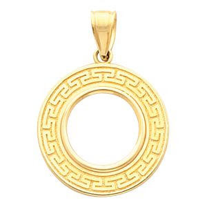 Tab Back Greek Key Frame Pendant for 1/10 Ounce American Eagle or 1/10 Ounce South African Rand Coin