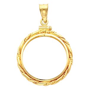 Twisted Wire Screw Top Frame Pendant for 1/10 Ounce American Eagle or 1/10 Ounce South African Rand Coin