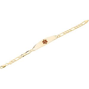 Engravable Medical ID Bracelet with Red Enamel