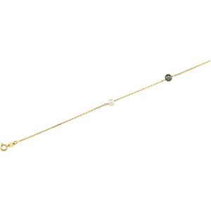 4.25 mm Black & White Cultured Pearl Station Necklace