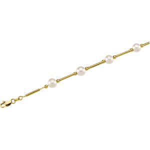 6mm Cultured Pearl, 2.5mm Bead & Tube Station Necklace