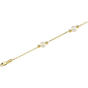 5 mm Cultured Pearl & 2.5 mm Bead Station Necklace