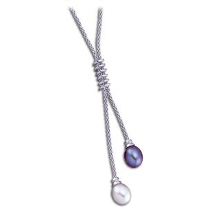 Black & White Cultured Pearl Lariat Necklace