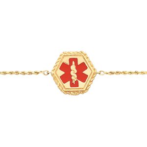 Medical ID Bracelet with Red Enamel