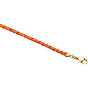 3 mm Orange Braided Leather Cord