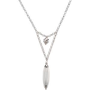 Sterling Silver Fashion Chain with Satin Finished Beads