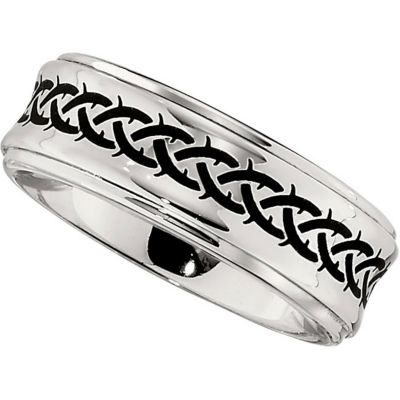 Dura Cobalt&trade; Band with Black Laser Engraved Braid Design