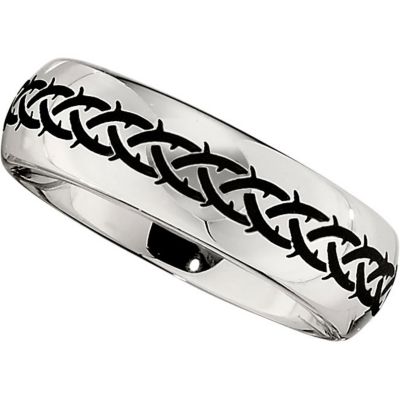 Dura Cobalt&trade; Band with Black Laser Engraved Braid Design