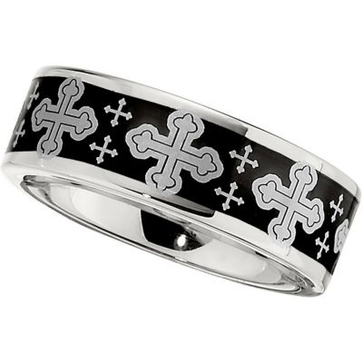 Dura Cobalt&trade; Band with Black Laser Crosses