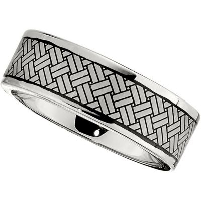 Dura Cobalt&trade; Band with Black Laser Woven Pattern