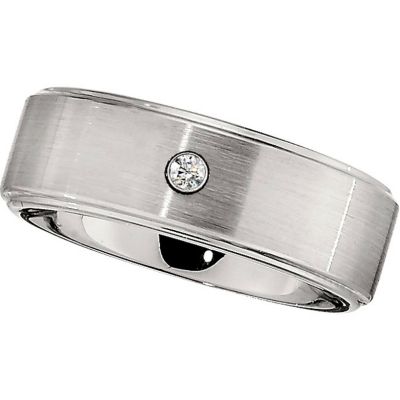 8.0mm Dura Cobalt&trade; .05 ct Diamond Band with Steel Bezel
