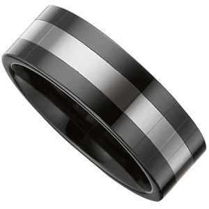 8.0mm Ceramic Couture&trade; Flat Band with Dura Tungsten&reg;  Inlay