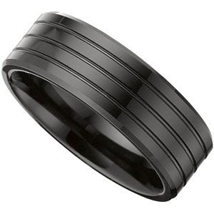 8.0mm Ceramic Couture&trade; Triple Grooved Band