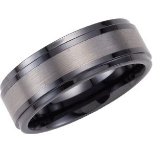 Ceramic Couture&trade; Band with Dura Tungsten&reg; Inlay Center