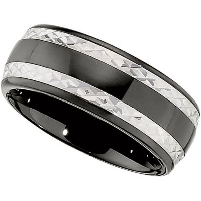 Ceramic Couture&trade; Domed Band with Sterling Silver Inlay