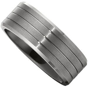 8.0mm Black Ceramic Couture&trade; with Dura Tungsten&trade; Overlay Band