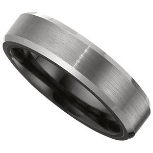 6.2mm Black Ceramic Couture&trade; Beveled Band with Dura Tungsten&trade; Overlay 