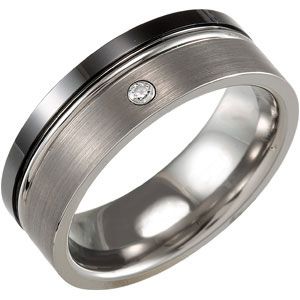 8.0mm Black Ceramic Couture&trade; & Dura Tungsten&reg; .05 ct  Diamond Band
