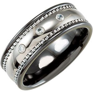 8.0mm Black Ceramic Couture&trade; & Dura Tungsten&reg; 1/10 ct tw Diamond Band