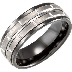 8.0mm Black Ceramic Couture&trade; Band with Dura Tungsten&reg; Inlay