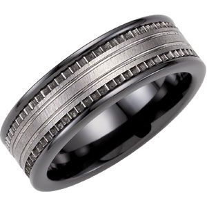 8mm Ceramic Couture&trade; Band with Dura Tungsten&reg;  Inlay