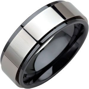 8.0mm Ceramic  Couture&trade; Ridged Band with Dura Tungsten&reg; Inlay