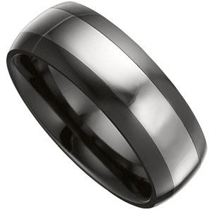 8.0mm Black Ceramic Couture&trade; Domed Band with Dura Tungsten&reg; Inlay