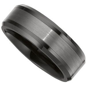 8.0mm Ceramic Couture&trade; Beveled Band with Dura Tungsten&reg; Inlay