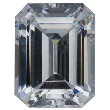 Emerald/Octagon Lab Created White Cubic Zirconia